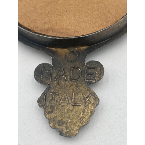 Italian Ornate Bronze Miniature Oval Frame Set With Floral Print - Picture 5 of 6